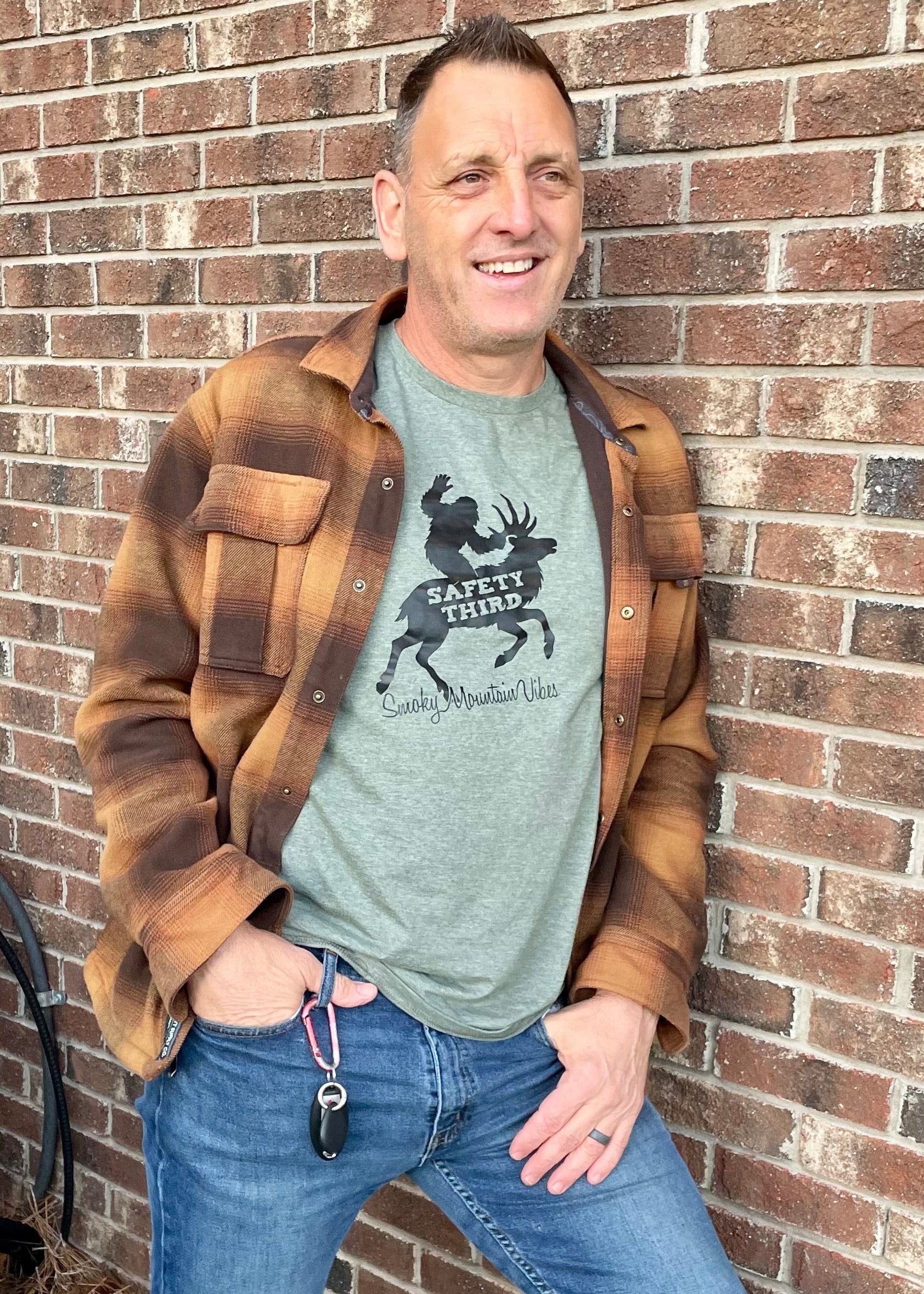 Safety Third - Bigfoot and Elk - sleeveless heather gray