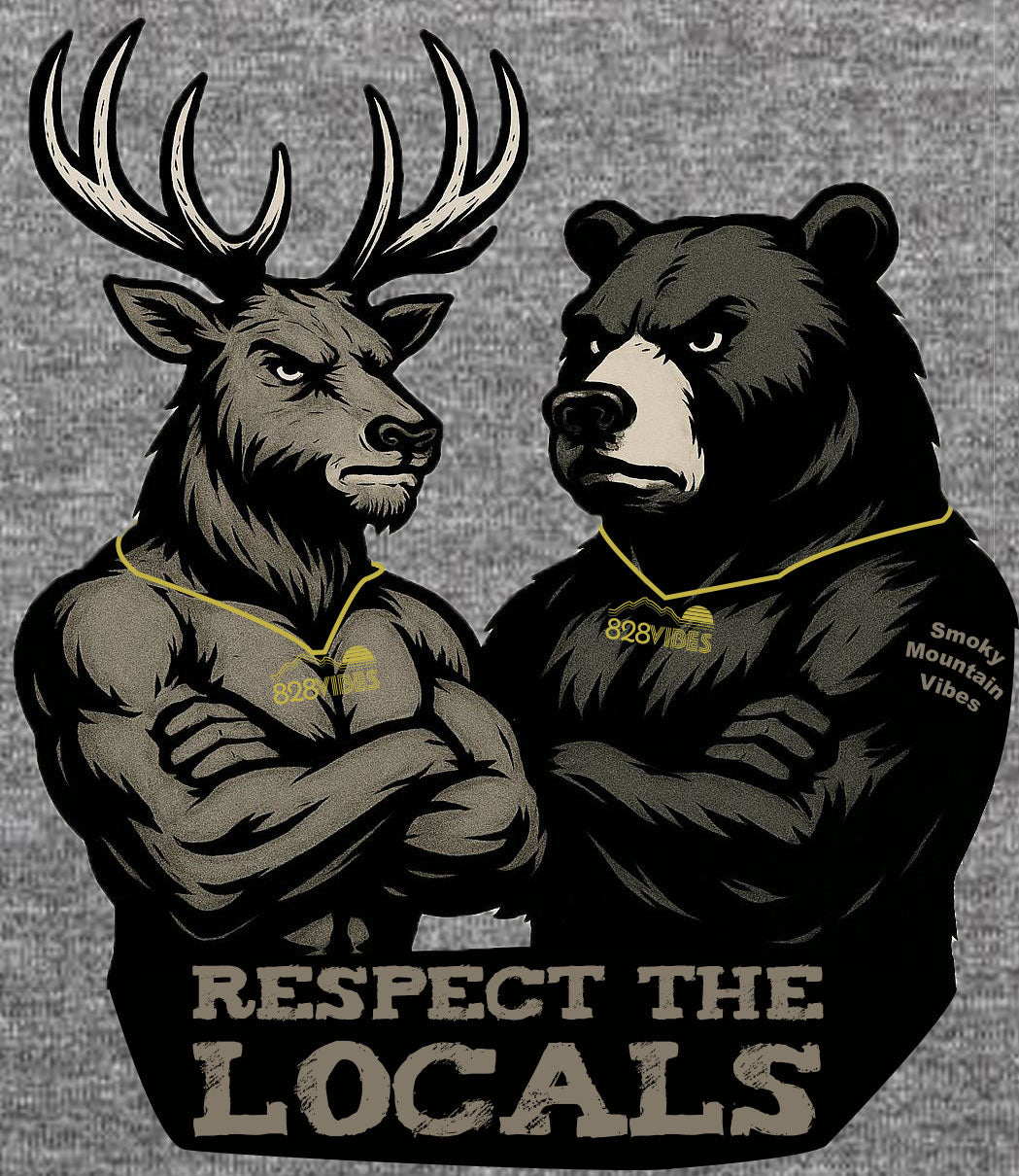 Respect The Locals - Deer and Bear - Heather Blue Short Sleeve