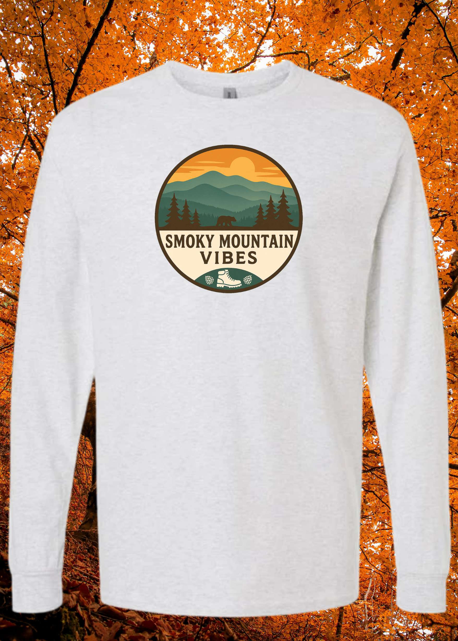 Smoky Mountain Vibes Circle Logo Hoodie Long Sleeve - Smoky Mountain Vibes