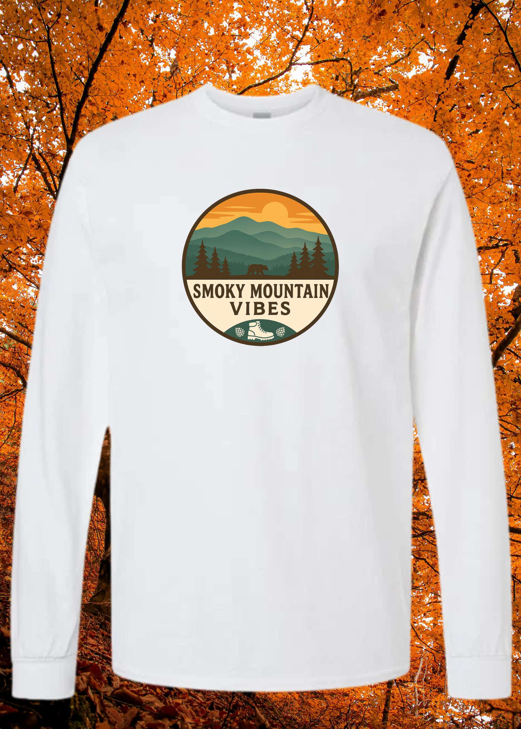 Smoky Mountain Vibes Circle Logo Hoodie Long Sleeve - Smoky Mountain Vibes