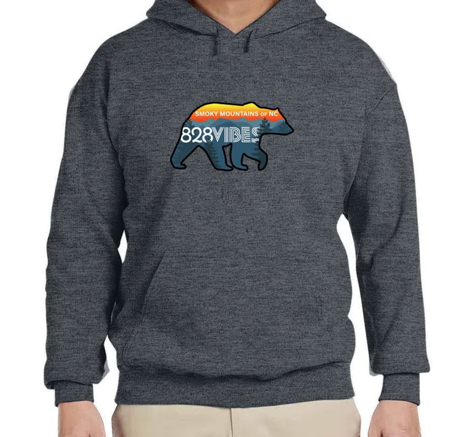 828 Vibes Black Bear Hoodie - Gildan G185 Adult Heavy Blend