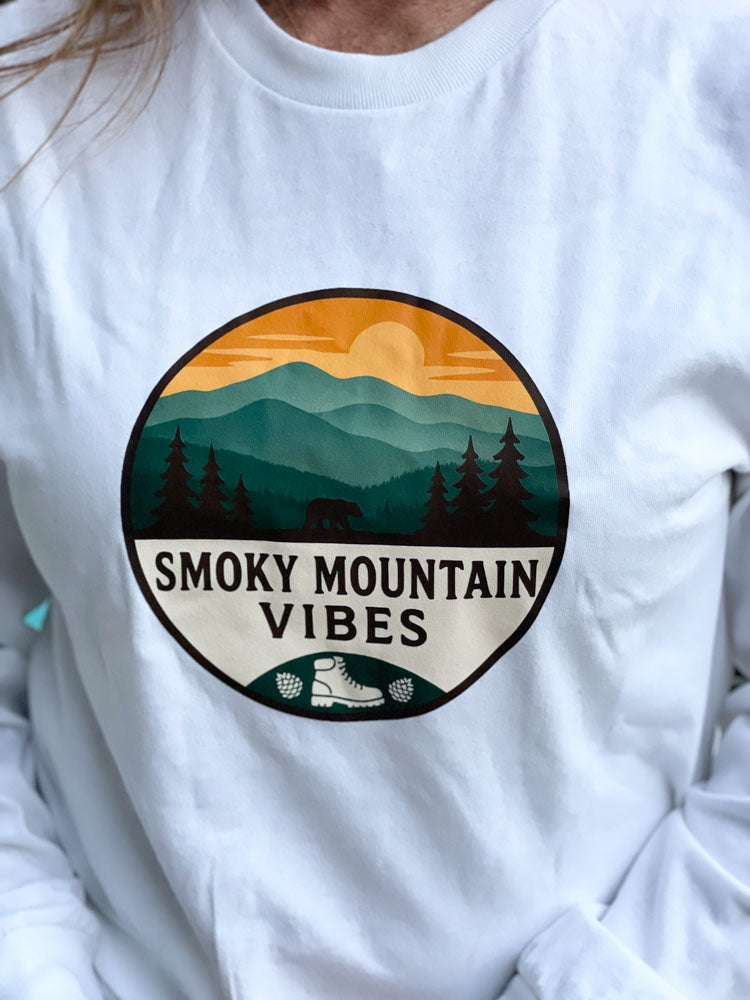 Smoky Mountain Vibes Circle Logo Hoodie Long Sleeve - Smoky Mountain Vibes