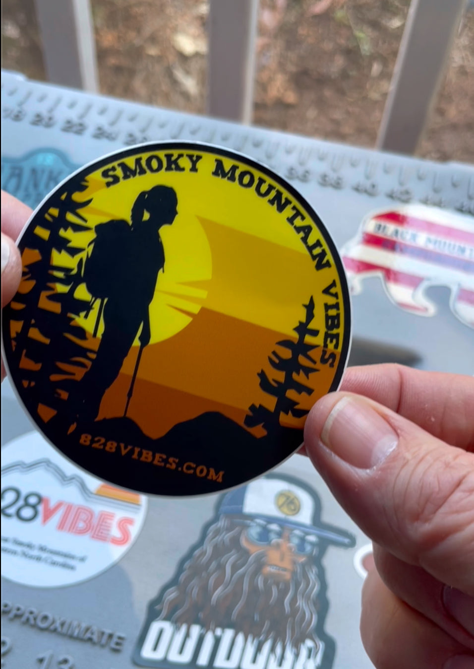Woman Hiker Smoky Mountain Vibes 3x3 in sticker