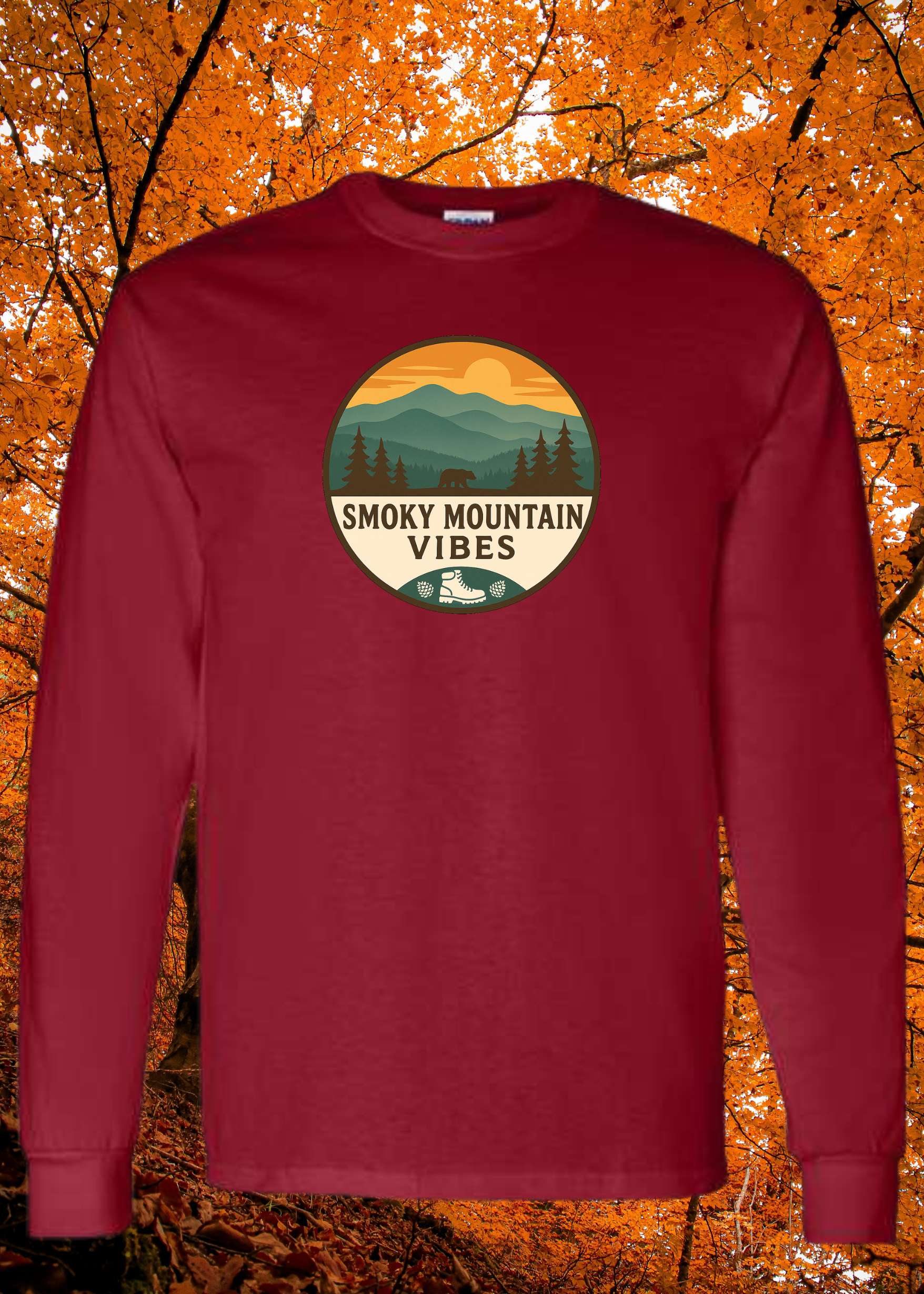 Smoky Mountain Vibes Circle Logo Hoodie Long Sleeve - Smoky Mountain Vibes