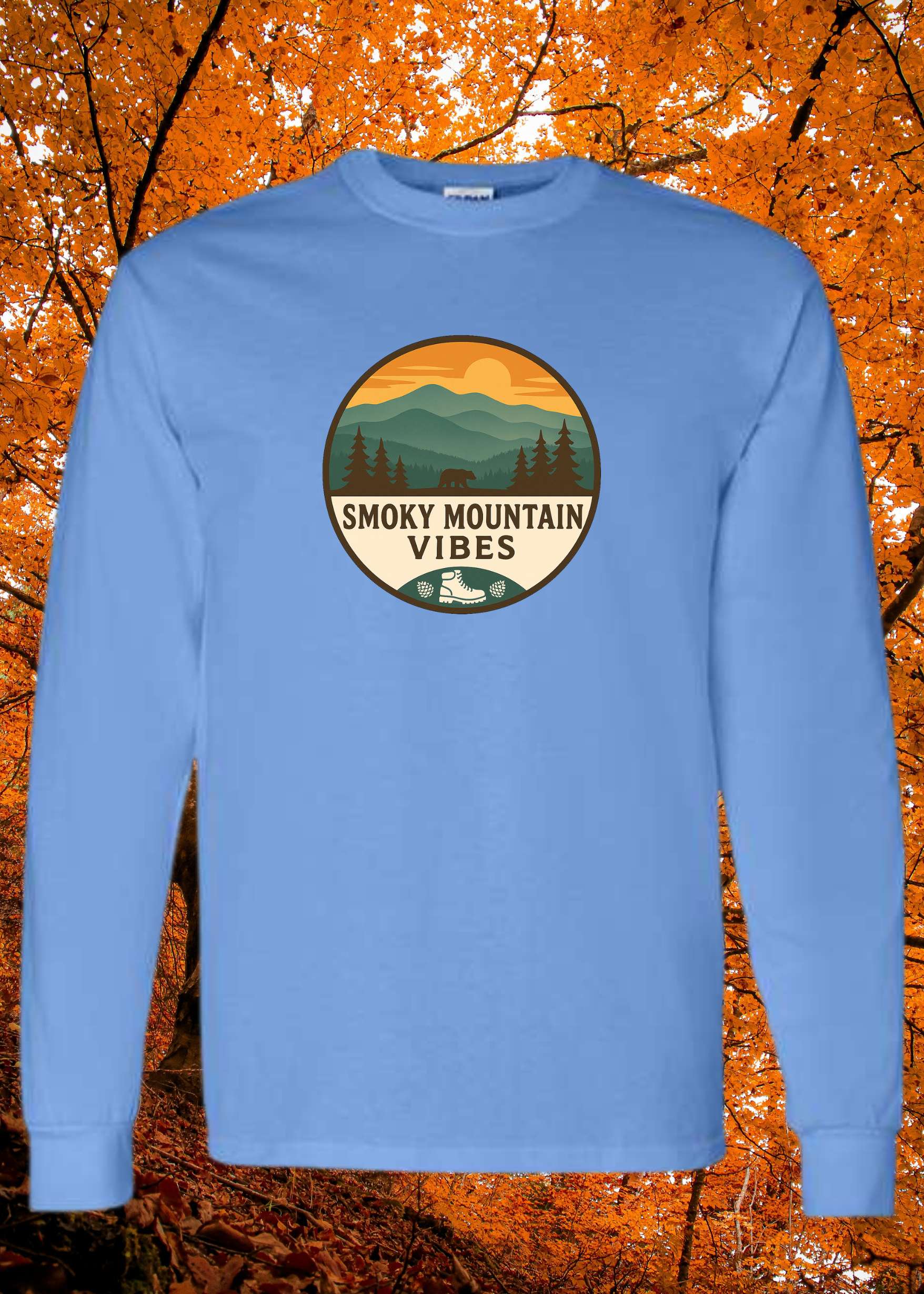 Smoky Mountain Vibes Circle Logo Hoodie Long Sleeve - Smoky Mountain Vibes