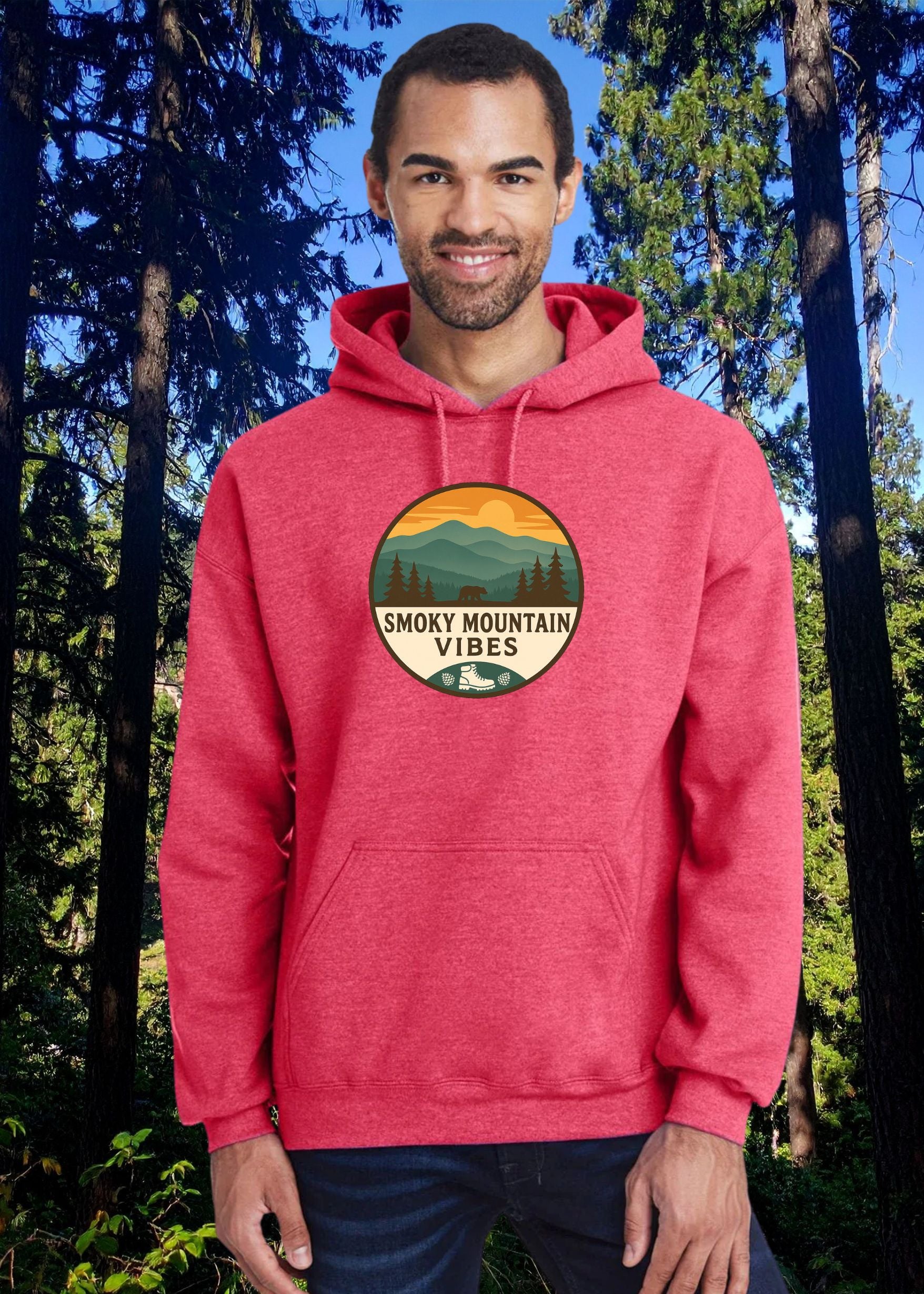 Smoky Mountain Vibes Circle Logo Hoodie - Gildan G185