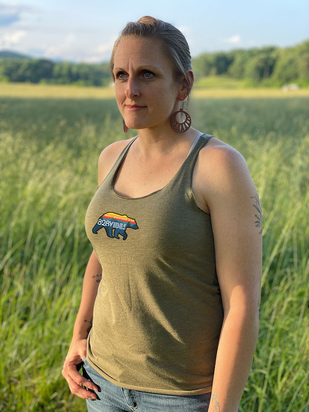 828 Black Bear on Racerback Tank