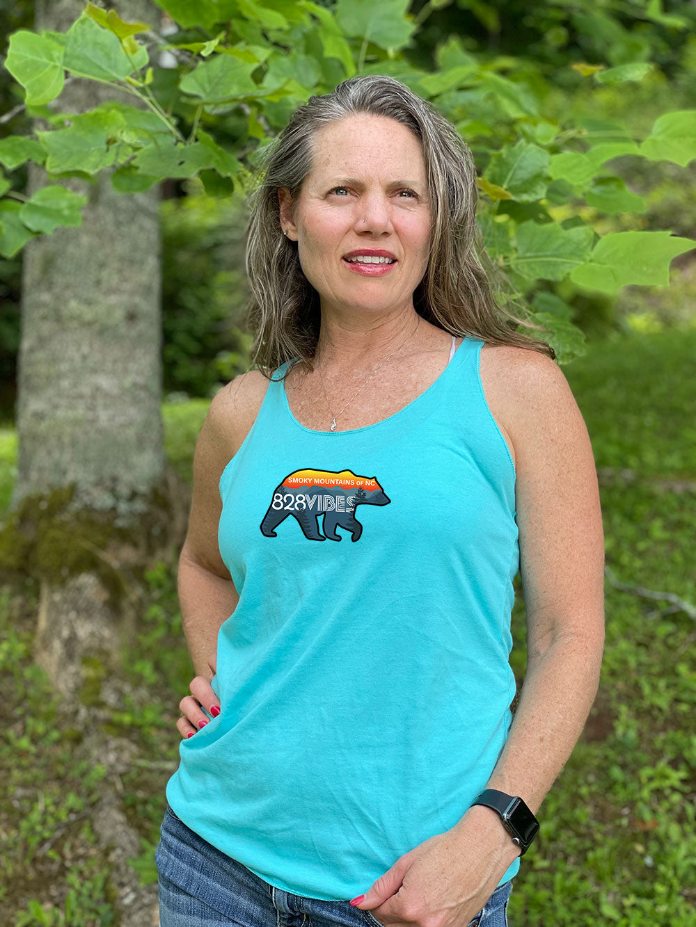 828 Black Bear on Racerback Tank