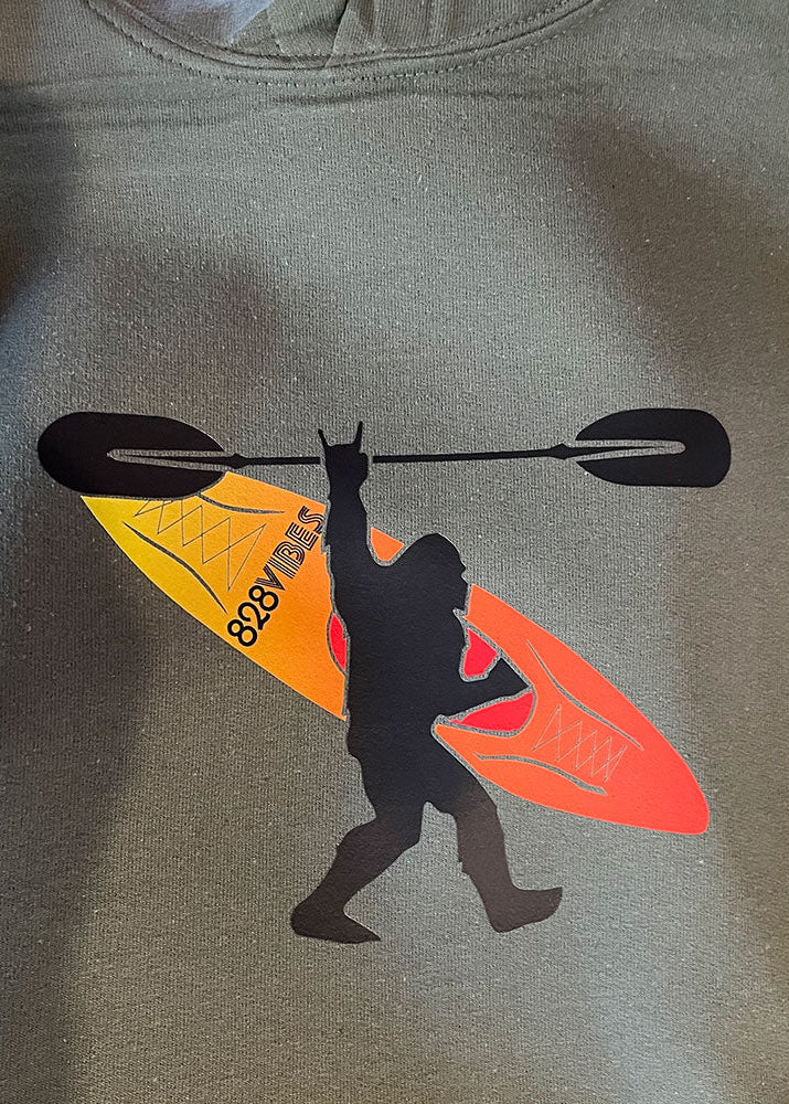 bigfoot kayak and paddle military green hoodie