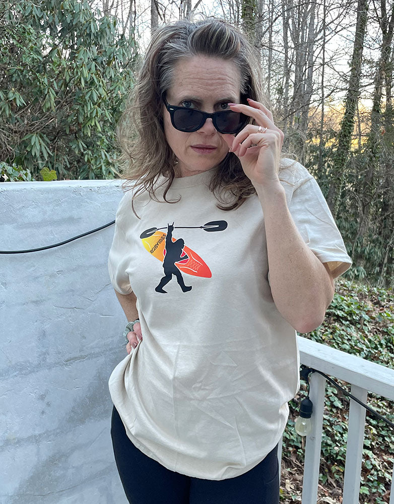 Bigfoot and Kayak on SS T-shirt