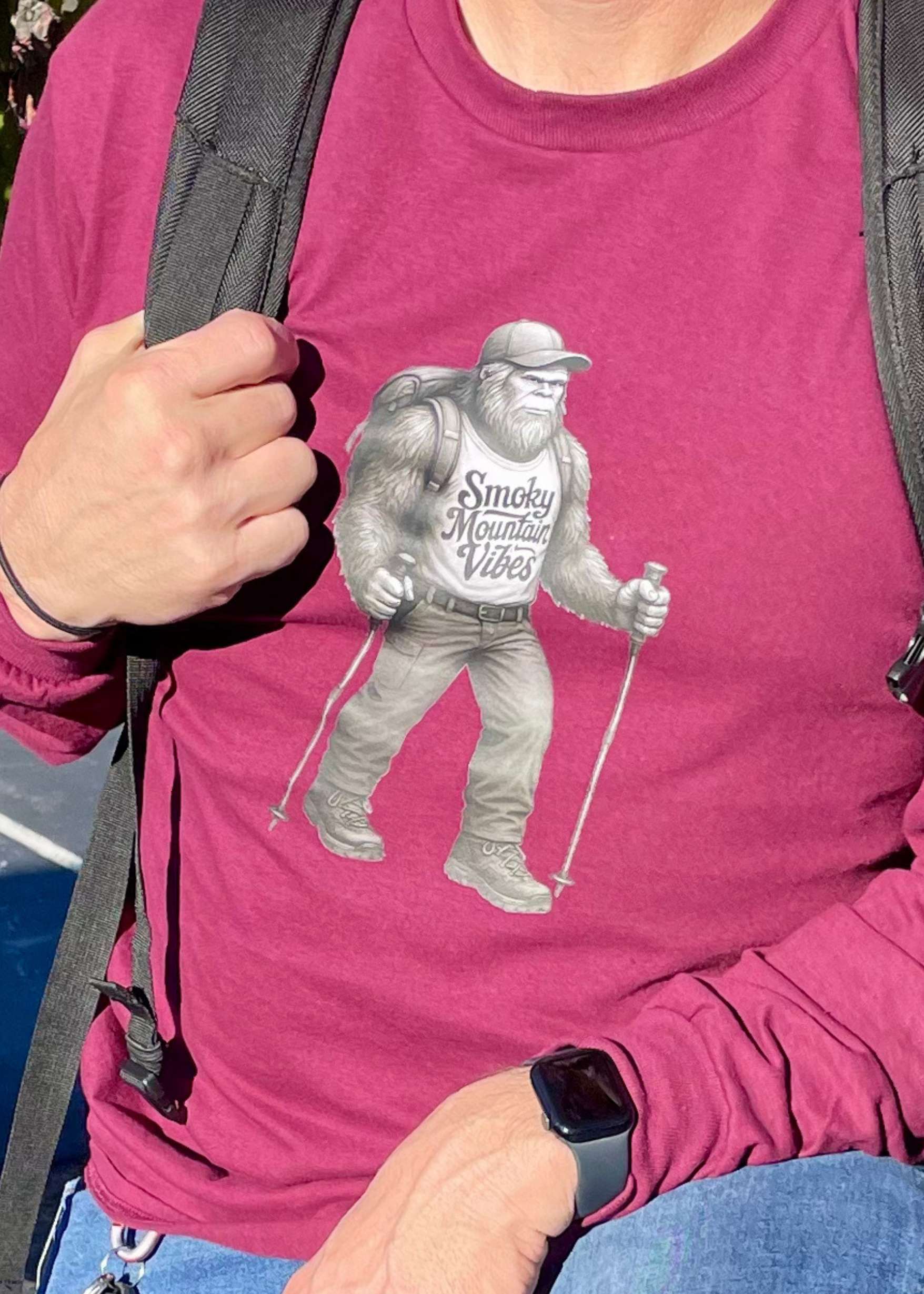 Bigfoot Hiking the NC Smokies Long Sleeve - Smoky Mountain Vibes