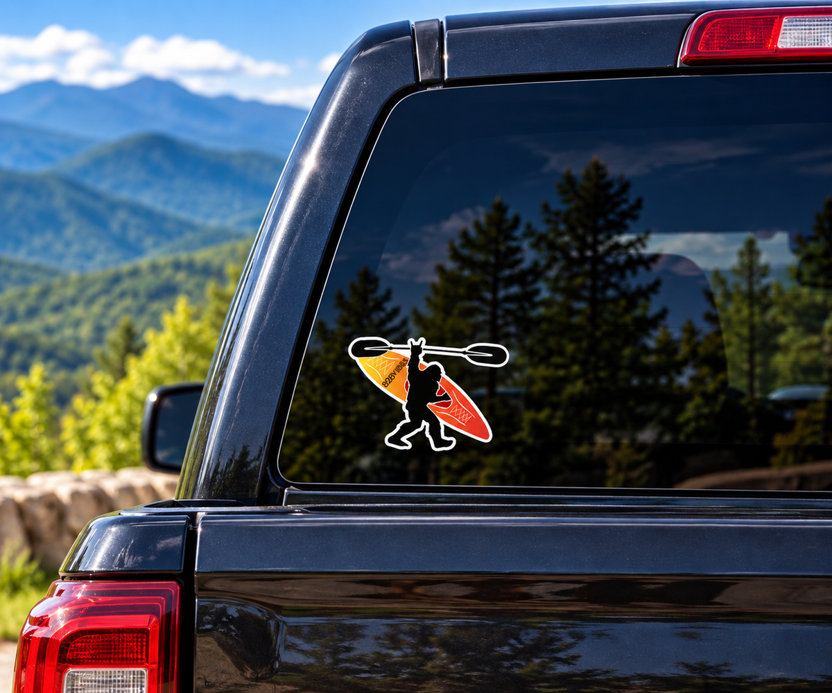 Big Foot and Kayak Sticker  5" wide