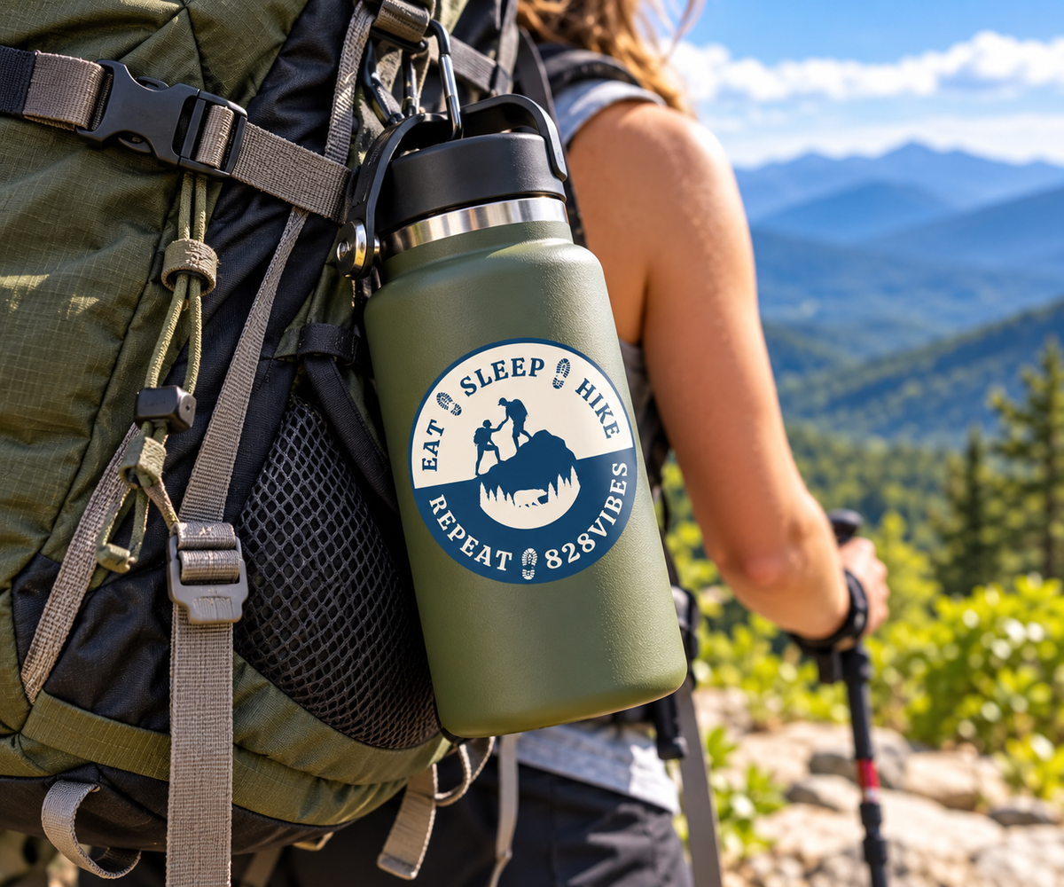 Eat Sleep Hike Repeat 3" Round Sticker