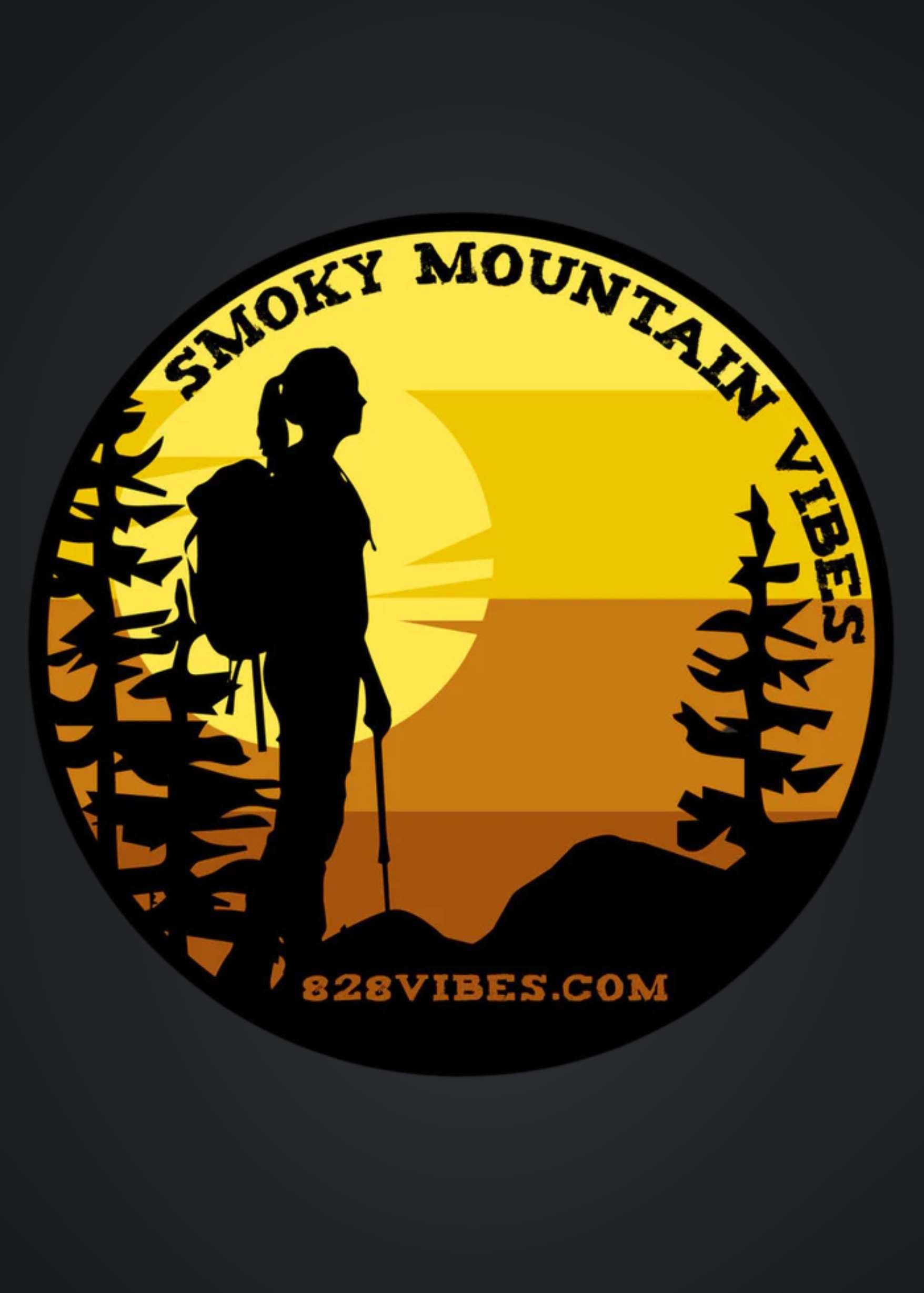 Woman Hiker Smoky Mountain Vibes 3x3 in sticker