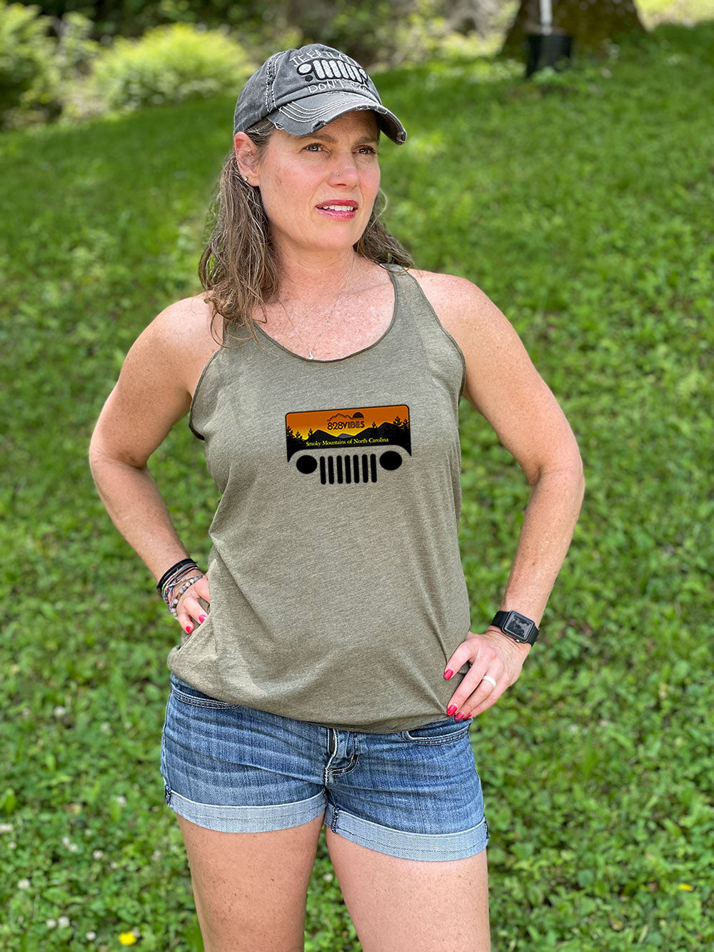 Jeep Grill in the Smoky Mtns on Racerback Tank