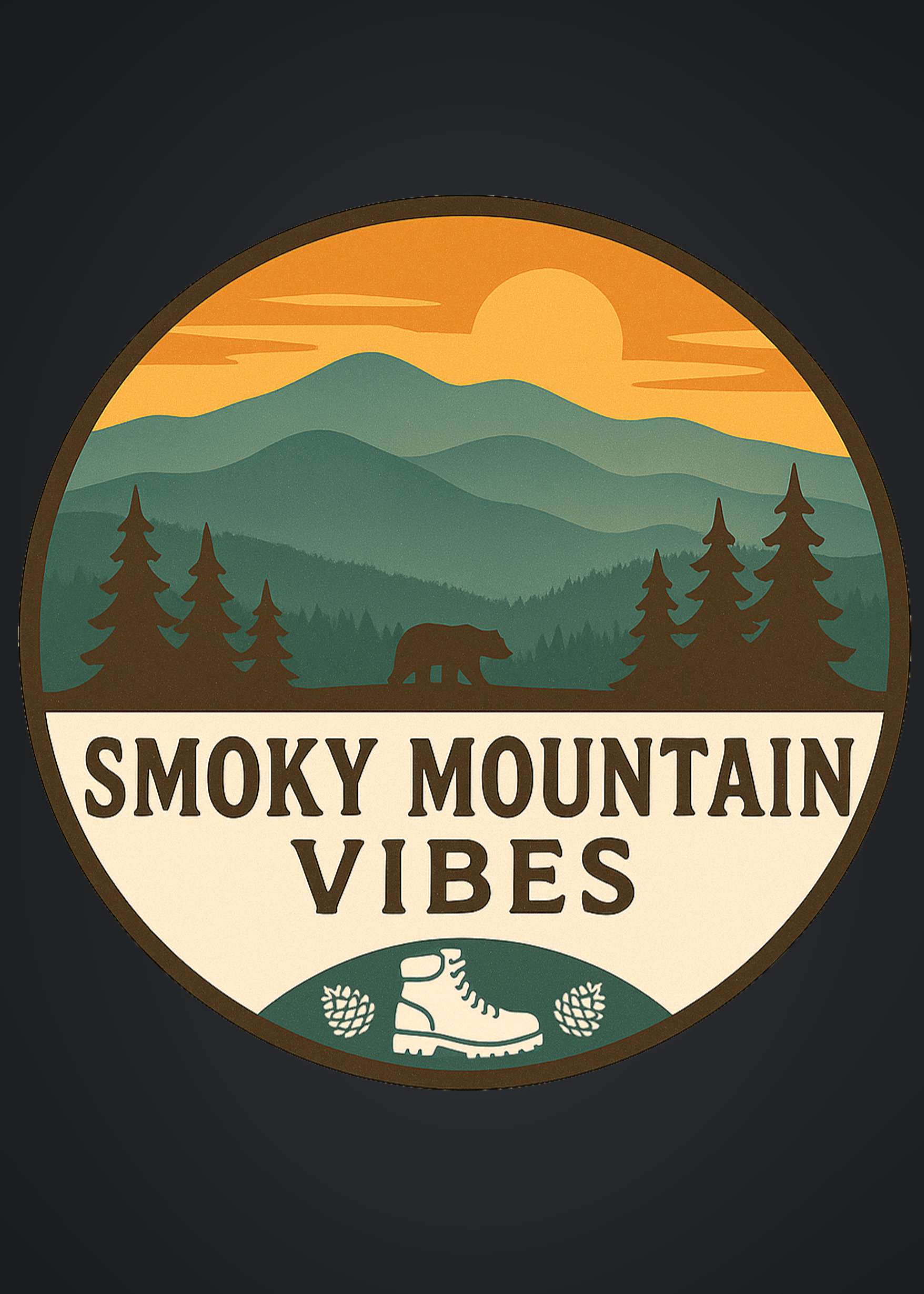 Smoky Mountain Vibes Circle Logo Hoodie Long Sleeve - Smoky Mountain Vibes