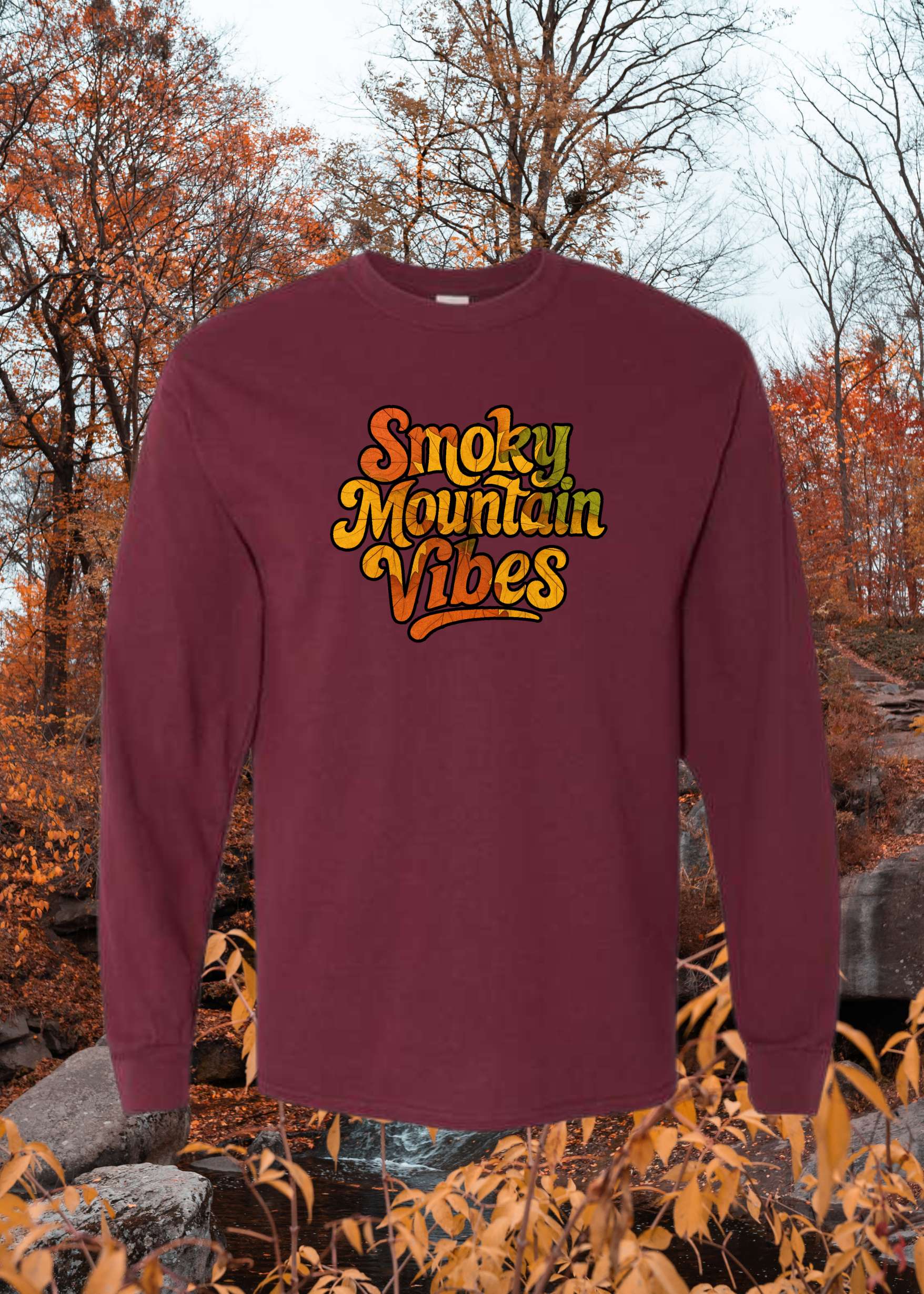 Fall Leaves in the Smokies Mountains long sleeve - Smoky Mountain Vibes