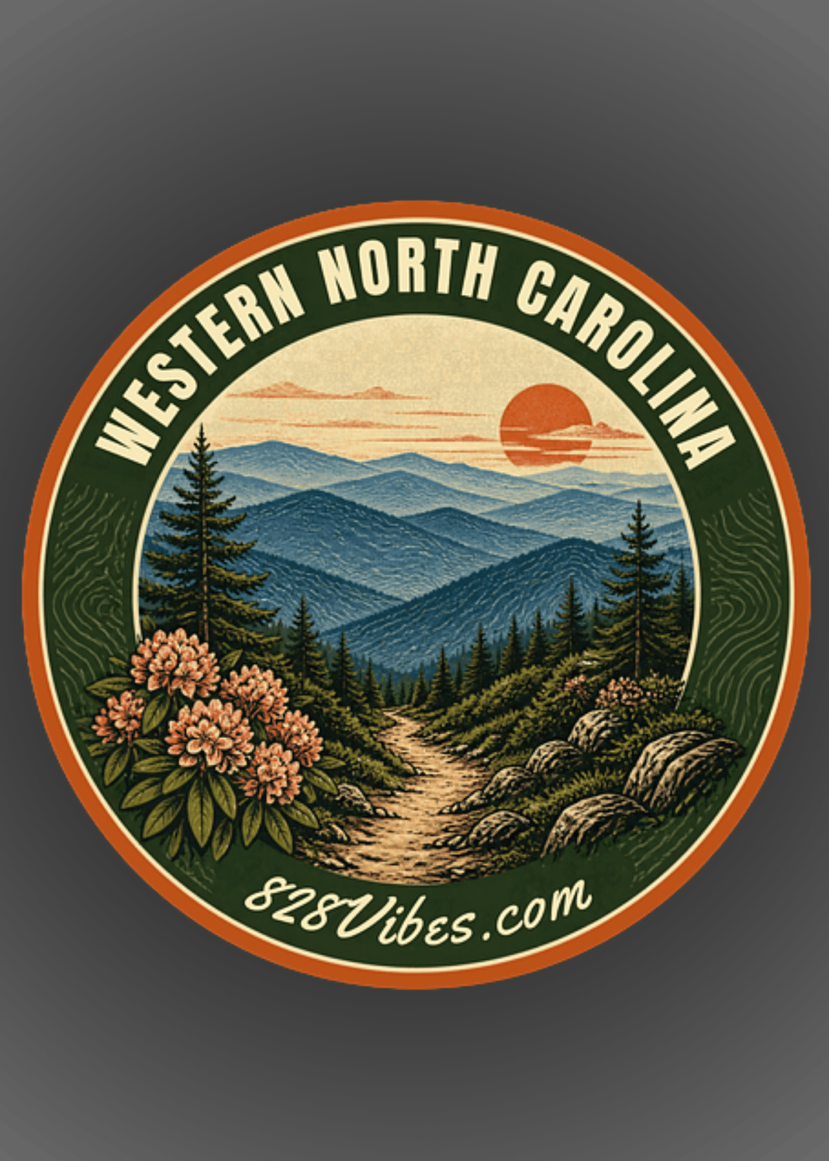 Western North Carolina Hiking Trails Round Sticker 3"